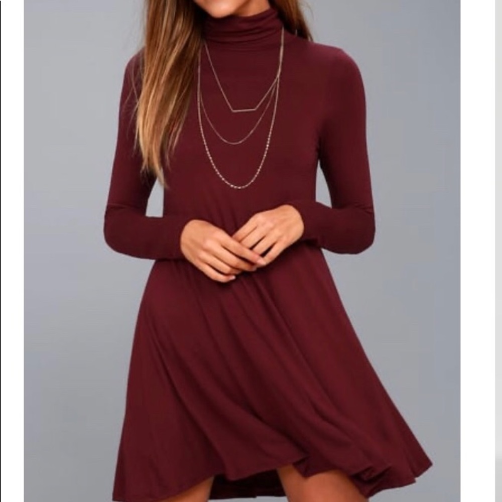 Lulus Red wine jersey knot dress